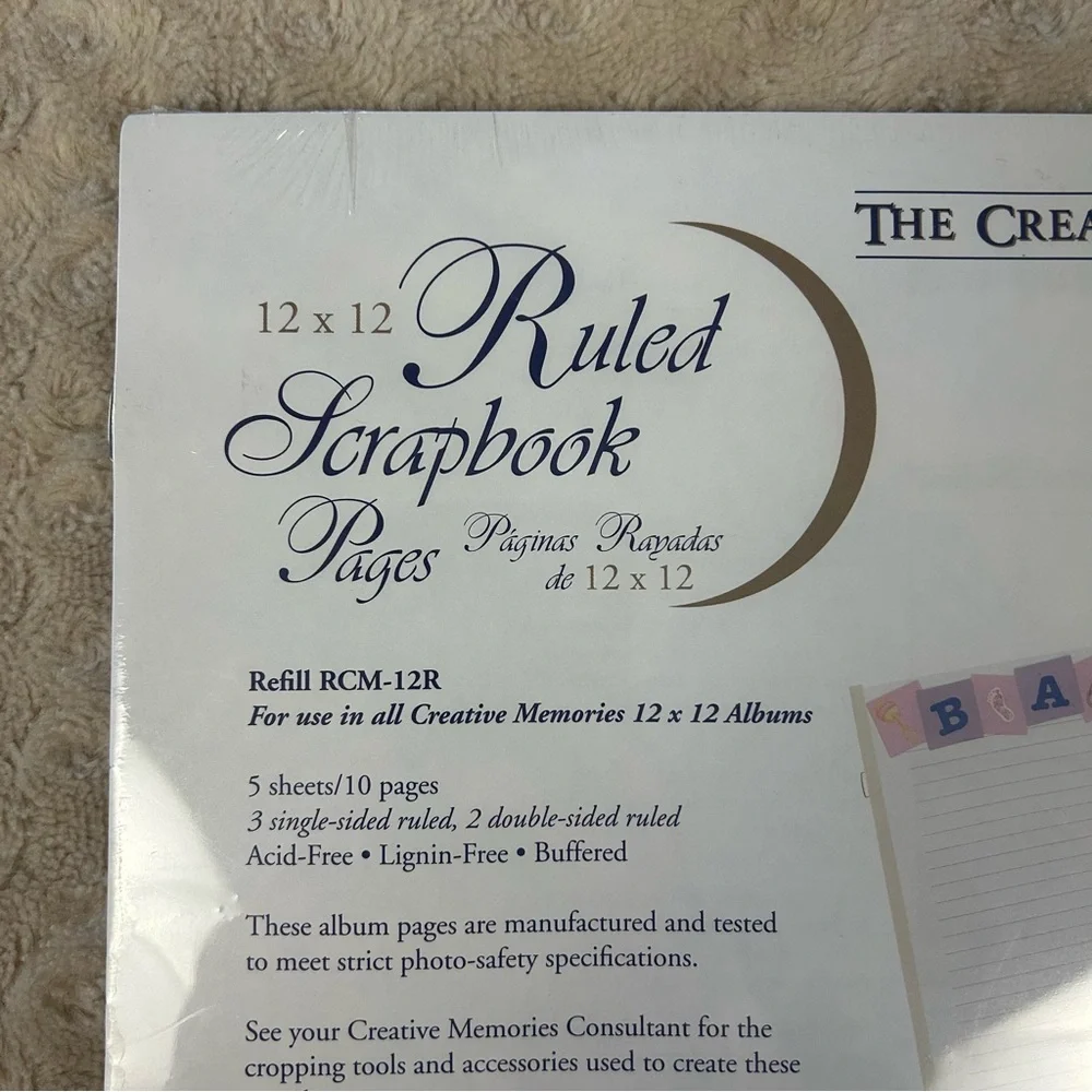 Creative Memories Collection Ruled Scrapbook Pages White Refill RCM-12R 12x12